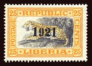 LIBERIA Scott #202 1921 ovpt. Leopard, unused OG LH