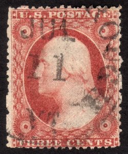 1857, US 3c, Washington, Used, Sc 25