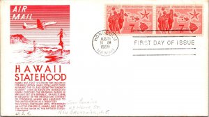 FDC 1959 SC #C55 Red Anderson Cachet - Honolulu, Hi - Pair - J4291