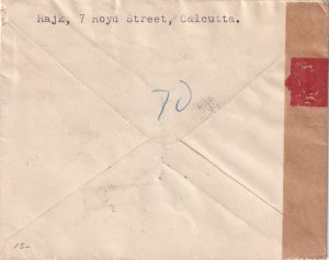 1941 Calcutta, India to Norfolk, CT censored (C5886)