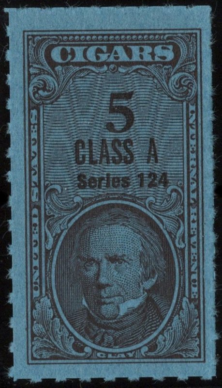 TC2504a Series 124: Class A Cigar Revenue Stamp: 5 Cigars (1954) NGAI/NH