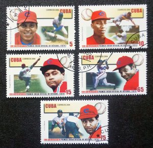 CUBA Sc# 4440-4444  BASEBALL IN CUBA sport CPL SET of 5    2004 used / cancelled