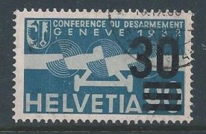 Switzerland #C23 Used 90c Front View of Airplane, Surcharged