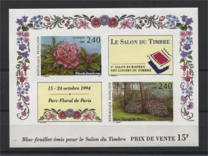 FRANCE,  SOUVENIR SHEET FLOWERS FROM 1993  IMPERFORATED MNH