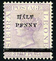 Sierra Leone #33a (SG 39b) Cat£85, 1893 1/2p on 1 1/2p violet, PFNNY varie...