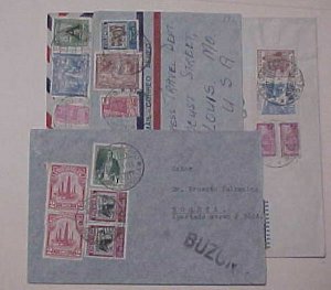 COLOMBIA  BUZON 4 SMALL COVERS 1950's TO  USA