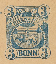 Local mail stationery Bonn ( 1896 ) Lion - Rhenania - Rhineland