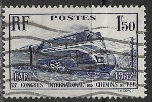 France ~ Scott # 328 ~ Used ~ Streamlined Locomotive