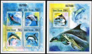 Guinea Bissau 2013 Marine Life Dolphins sheet + S/S MNH