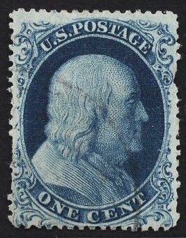 CERTIFIED US Stamp #19 1c Blue Franklin Type Ia  USED SCV $10000