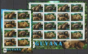 A1337 2011 Guyana Wwf Wild Animals Bush Dog #8194-97 Sh+Kb Mnh