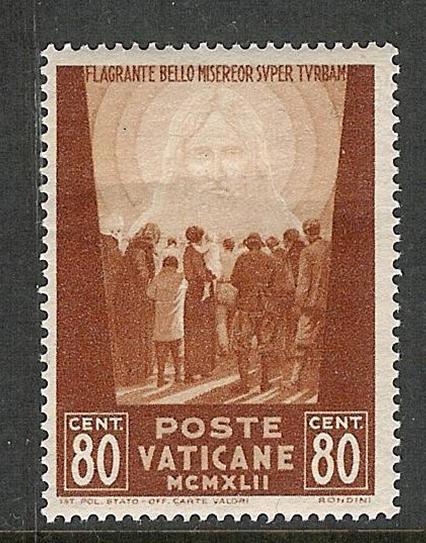 Vatican Scott  78 Mint - 1942 Jesus Issue