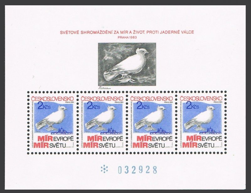 Czechoslovakia 2465a sheet,MNH.Mi Bl.54. World Peace & Life Congress,1983.Dove.