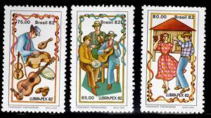 Brazil Scott 1820-1822 MNH** Music and Dance set CV $6