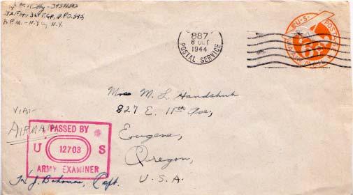 United States, U.S. A.P.O.'s, Airmail, Postal Stationery, Censored