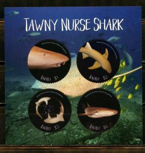 TUVALU 2019 TAWNY NURSE SHARK  SHEET  MINT NH