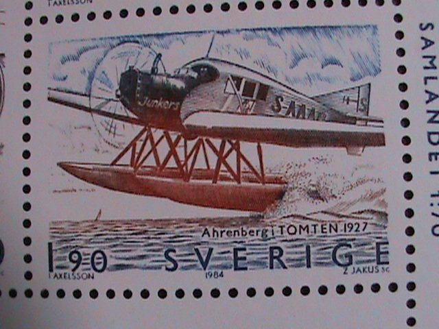 SWEDEN-1984 SC#1516- HISTORY OF AVIATION-MNH S/S WE SHIP TO WORLD WIDE.VF