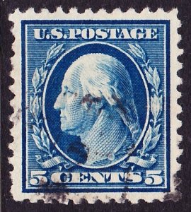 Scott 504, XF-Superb Used, 5c P.11 Washington, Small Crease at Upper Left