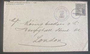 1897 Comasagua El Salvador Postal Stationery Cover To  London England