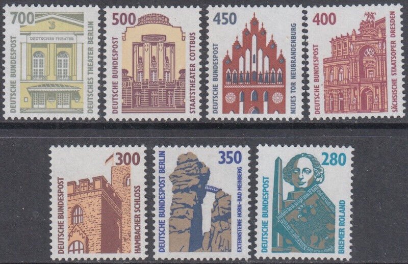 GERMANY Sc # 1535-40A INCPL MNH SET of 7 HI-VALUES - HISTORIC SITES & OBJECTS