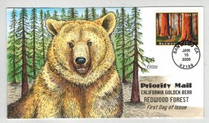 COLLINS HANDPAINTED HIGH VALUE $4.95 PRIORITY CALIFORNIA GOLDEN BEAR REDWOOD FOR