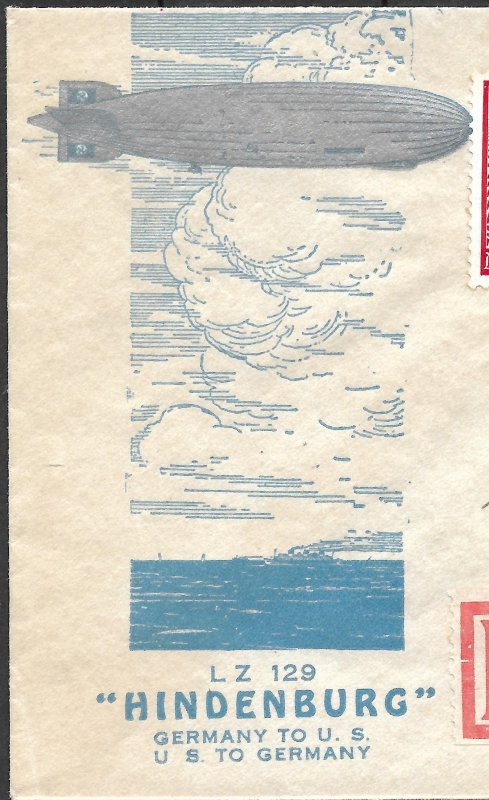 Doyle's_Stamps: Historic 1936 Cacheted Hindenburg Zeppelin Cover