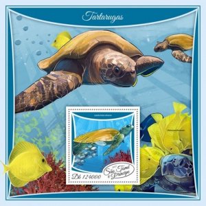 St Thomas - 2017 Turtles on Stamps - Stamp Souvenir Sheet - ST17510b