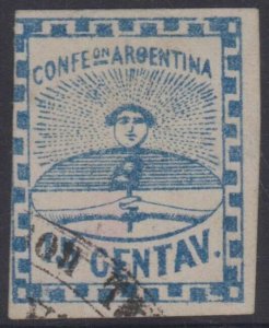 ARGENTINA 1858 CONFEDERATION Sc 3 TOP VALUE ROSARIO PTMK GUARANTEE B/S SCV$250 