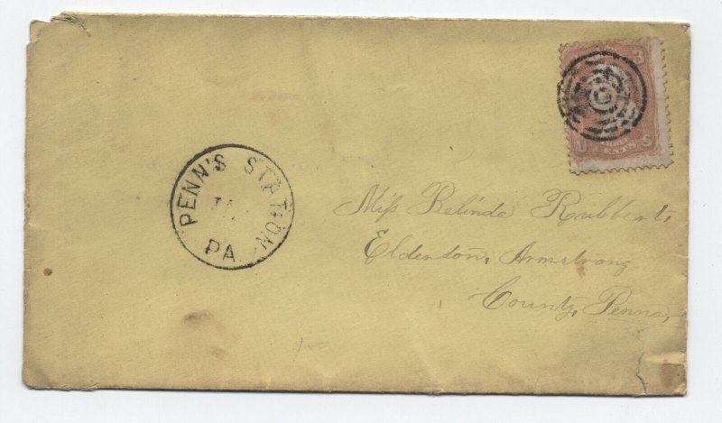 1860s Penn's Station PA CDS and target #65 cover DPO [S.4308]