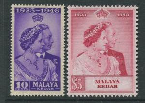 Malaya Kedah -Scott 55-56 - Silver Wedding Issue -1948 -MNH-Set of 2 Stamps