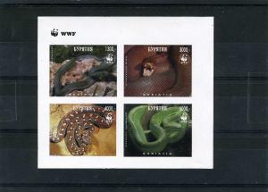 Buriatia Russia Local 1999 WWF Snakes Sheet Imperforated Mint (NH)