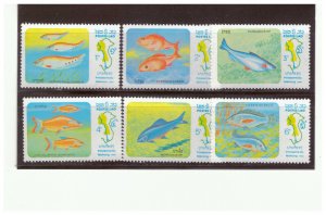 LAOS SC.481-6 1983  MEKONG RIVER FISH COMPLETE SET OF 6 MNH YE10