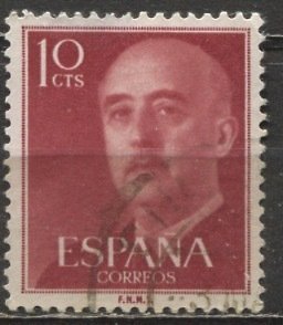 Spain; 1954; Sc. # 815; Used FNMT Inscription Single Stamp