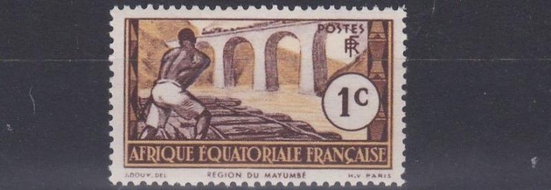 FRENCH EQUATORIAL AFRICA 1937 - 42  1C  CHOCOLATE & YELLOW  MH 