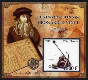 Ivory Coast 2012 Inventions of Leonardo da Vinci #1 Catap...