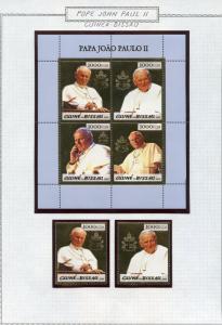 POPE JOHN PAUL II LOT GUINEA BISSAU  OF STAMPS AND SOUVENIR SHEETS  MINT NH 