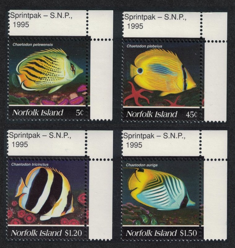 Norfolk Butterflyfishes 4v Corners SG#591-594 SC#577-580