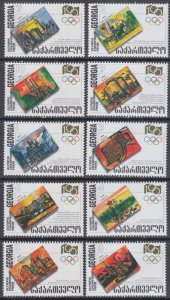 GEORGIA Sc # 146-55 CPL MNH SET of 10 - 100th ANN of the INT'L OLYMPIC COMMITTEE