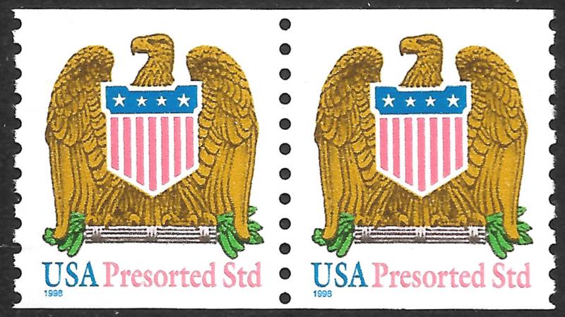 Sc 3270 (10¢) Eagle & Shield Presorted Pair, MNH