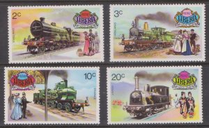 LIBERIA - 1973 HISTORICAL RAILWAYS - 4V - MINT NH