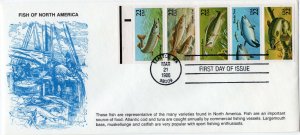 Scott #2209a North American Fish Booklet pane FDC (03/21/86) Seattle WA