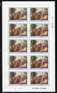 ANTIGUA PETER-PAUL RUBENS  SCOTT #1370/77   IMPERFORATE SHEET SET  MINT NH