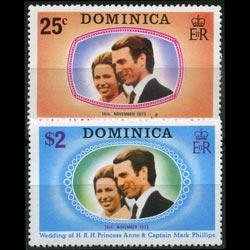 DOMINICA 1973 - Scott# 372-3 Royal Wedding Set of 2 NH