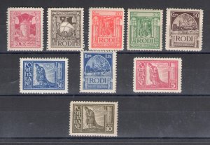 1929 Egeo, Pictorial Set, notched 11, n . 3/11, 9 values, MNH ** Biondi certifi