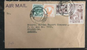 1950s Rangoon Burma Commercial Airmail Cover To Stockholm Sweden