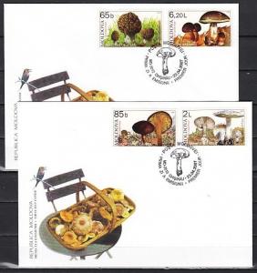 Moldova, Scott cat. 552-555. Mushrooms issue on 2 First day covers. ^