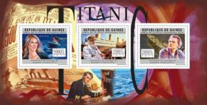 GUINEA 2012 SHEET TITANIC ACTORS CINEMA DICAPRIO CELINE DION SMITH SHIPS BOATS