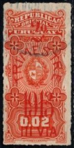 1913 Uruguay Revenue 2 Centésimo Coat Of Arms General Tax Duty Overprinted