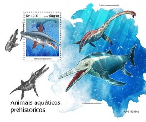 ANGOLA - 2019 - Prehistoric Water Animals - Perf Souv Sheet - Mint Never Hinged