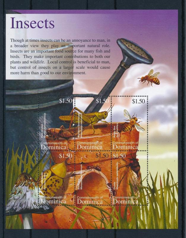 [29812] Dominica 2002 Insects Insekten Insectes Bees Ants Grashopper MNH Sheet